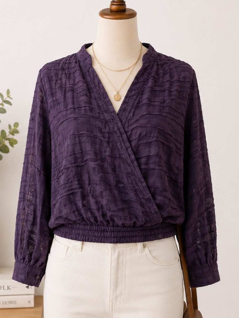 CLOTH & STONE CROPPED MOCK WRAP TOP